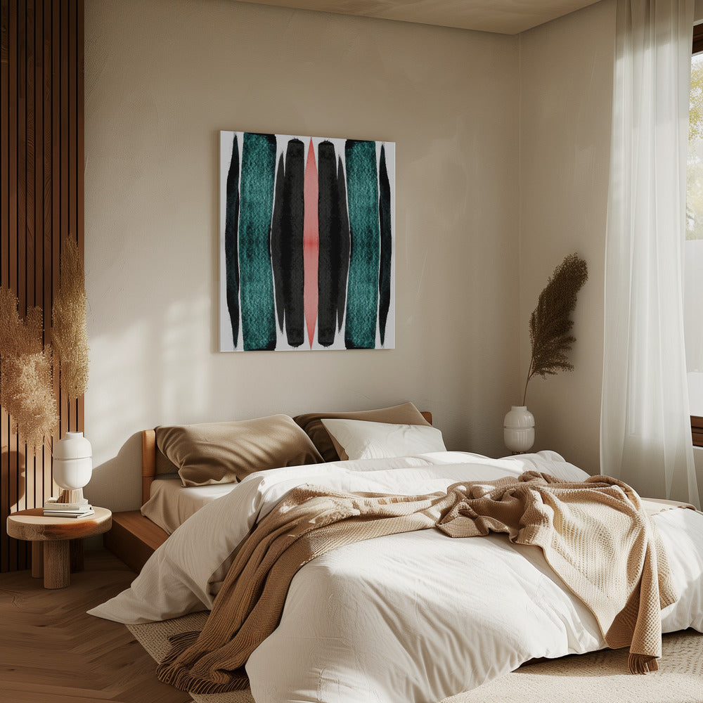 Turquoise And Black Vertical Stripes | Canvas