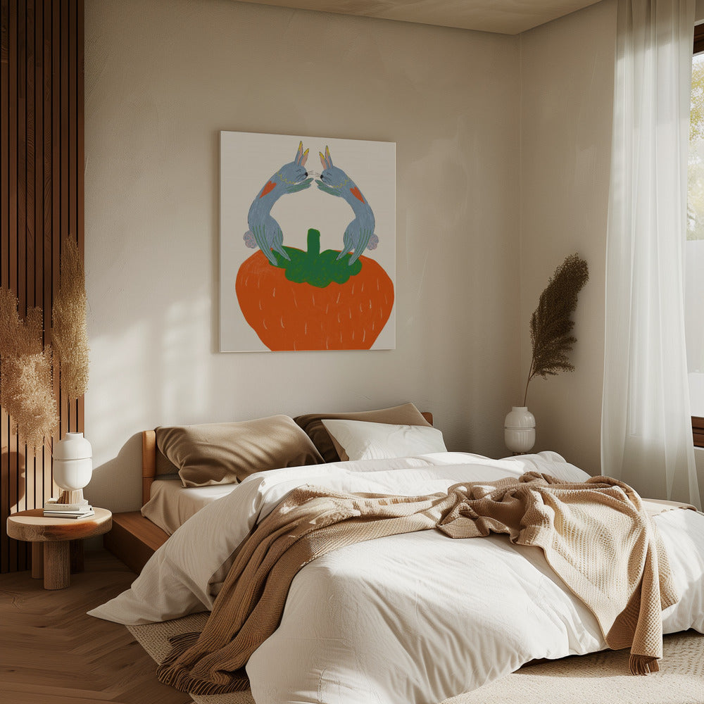 Rabbits on Strawberry | Canvas