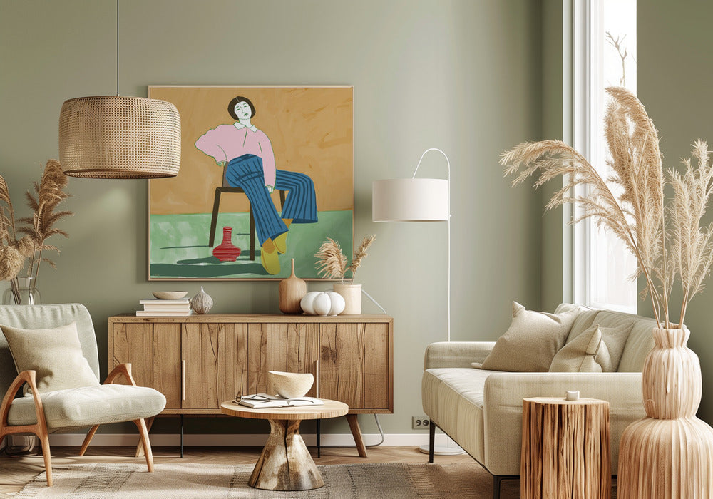 Lady Sitting with her vase | Canvas