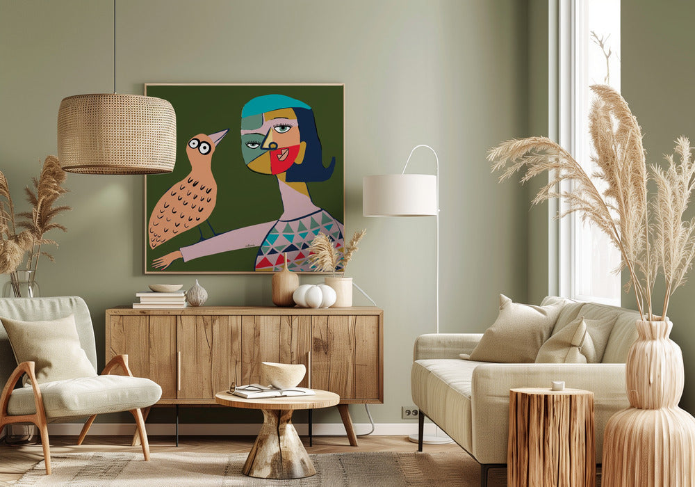 Lady with bird | Canvas