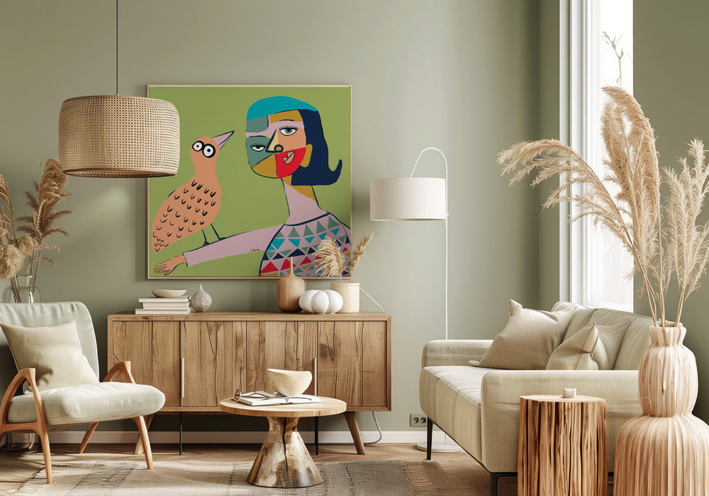Lady with bird | Canvas