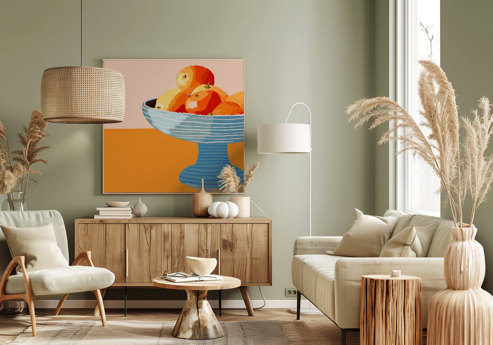 Blue fruit bowl bright | Canvas