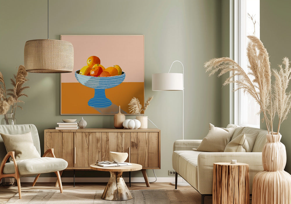 Blue fruit bowl bright | Canvas