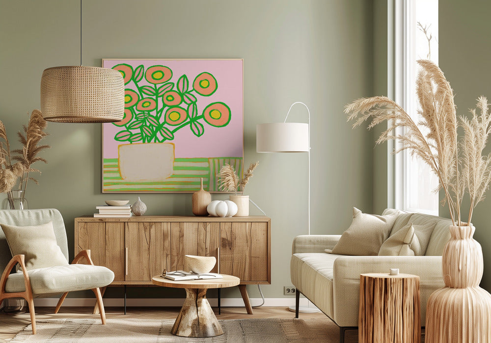 Flower pot in pinks | Canvas