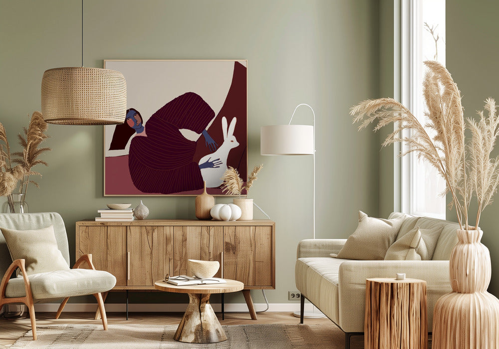 Lady and rabbit | Canvas