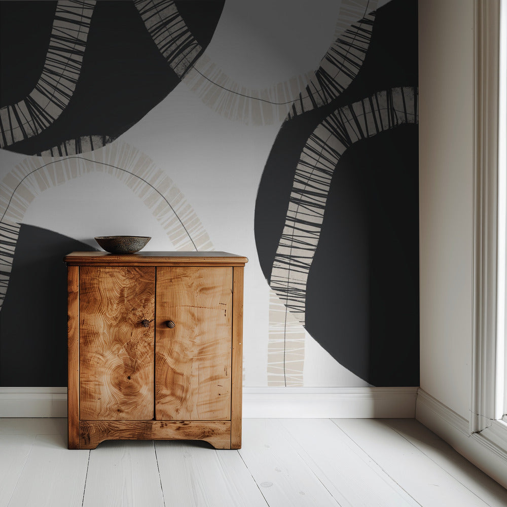 Black Shapes Interwoven With Textured | Wallpaper