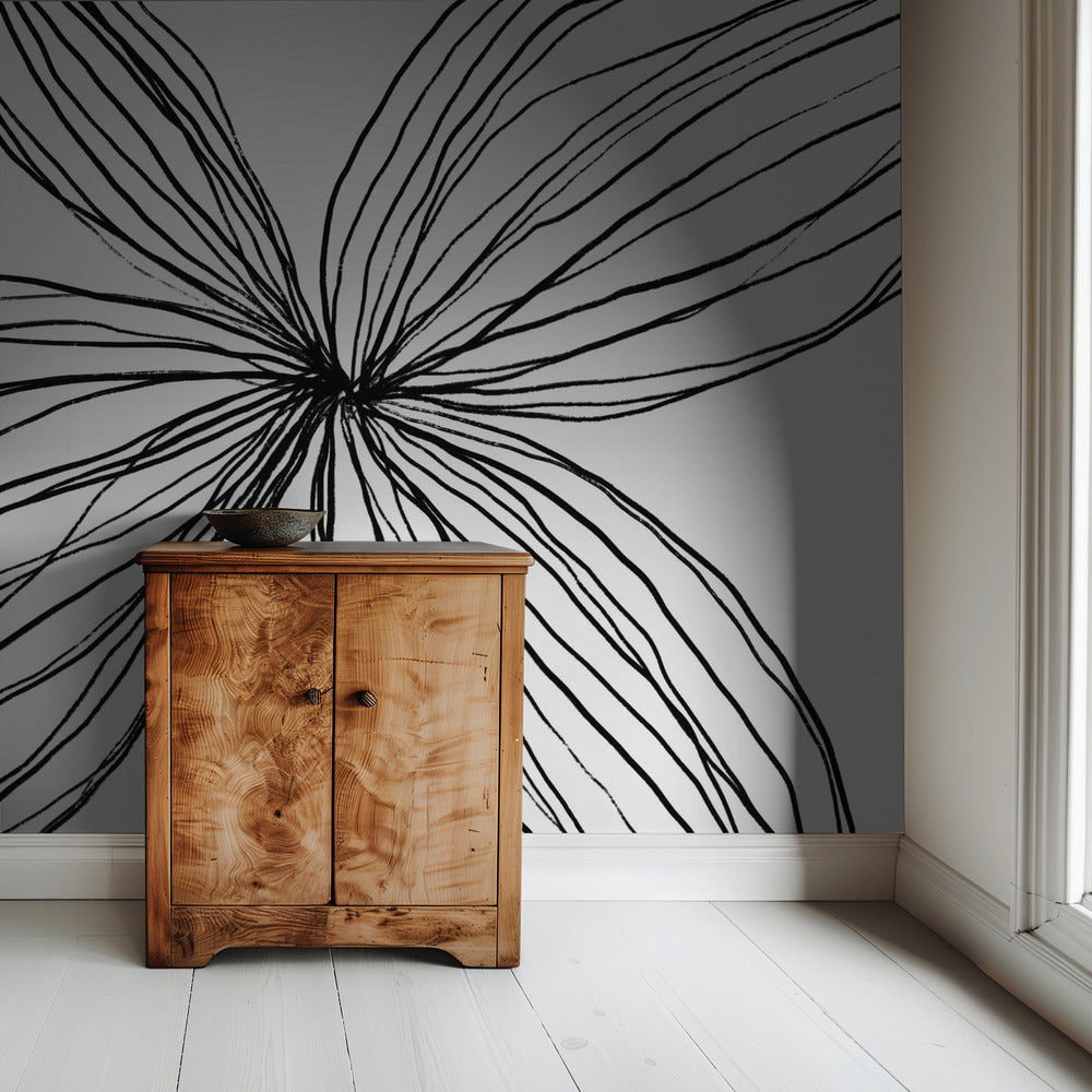 Elegant Black and White Petals | Wallpaper