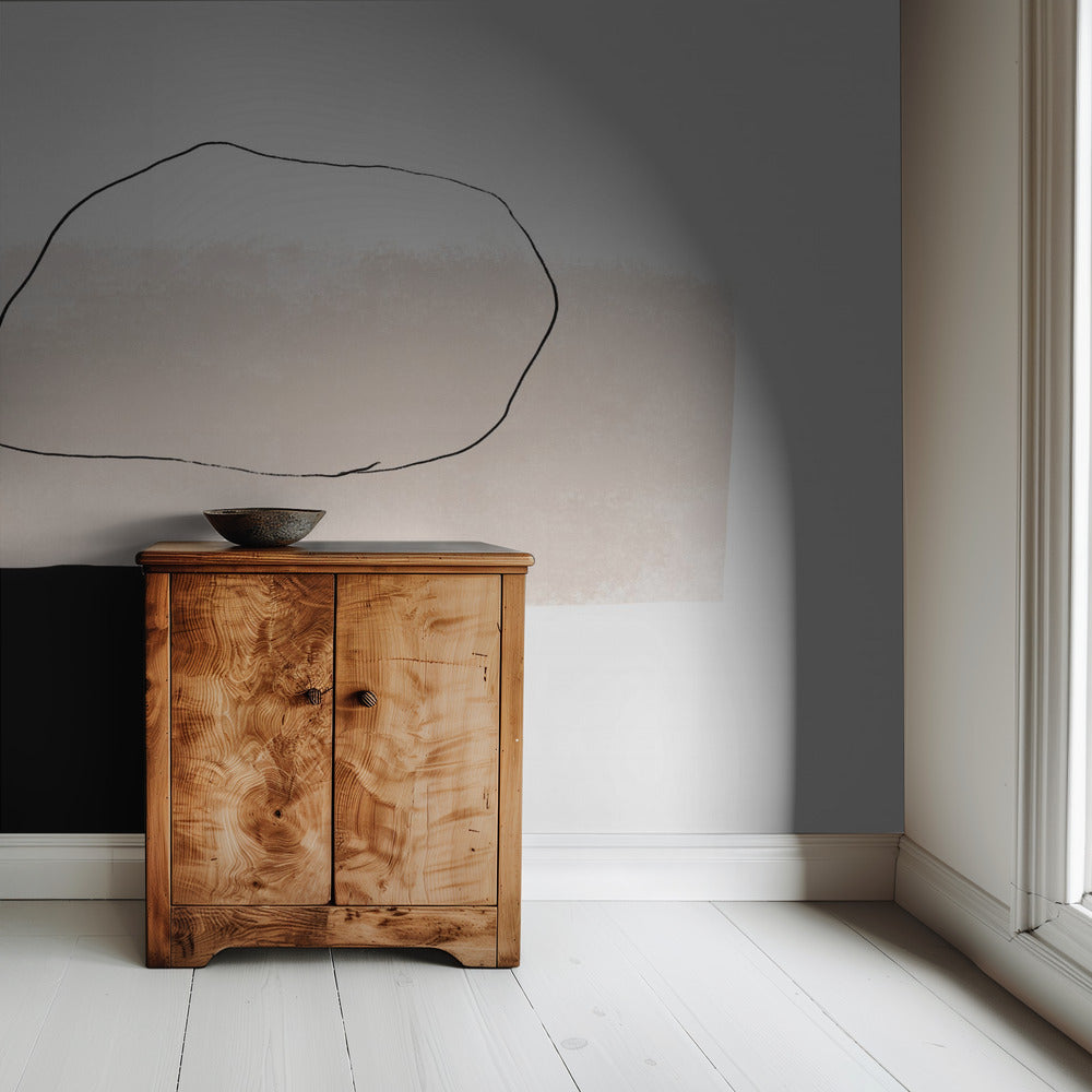 Beige Shape and Black Block | Wallpaper