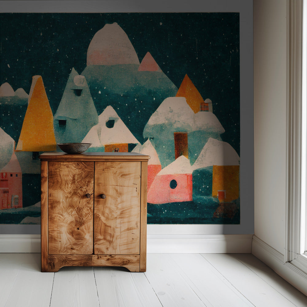 Winter Night Village | Wallpaper