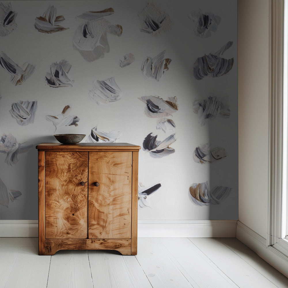 Dynamic Brushstrokes in Neutral Tones | Wallpaper