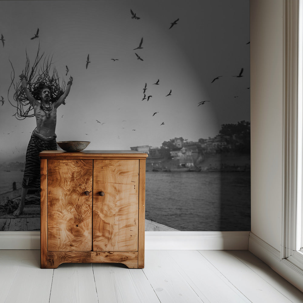 Naga Sadhu posing on boat at varanasi | Wallpaper
