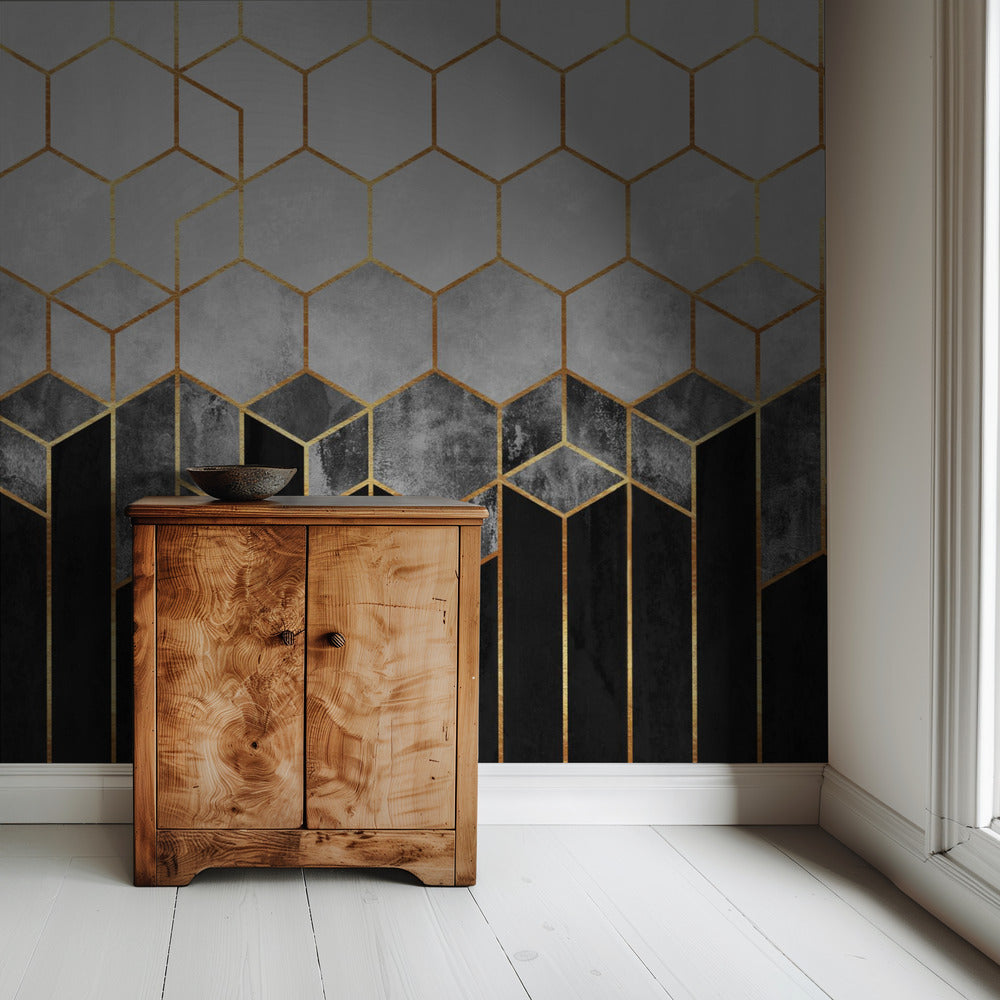 Charcoal Hexagons | Wallpaper
