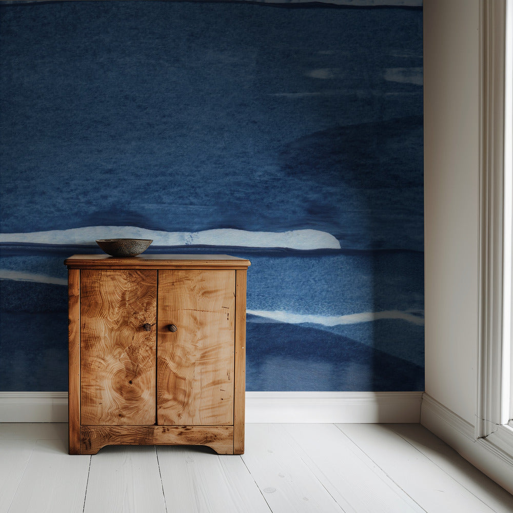 Blue Watercolor Waves | Wallpaper