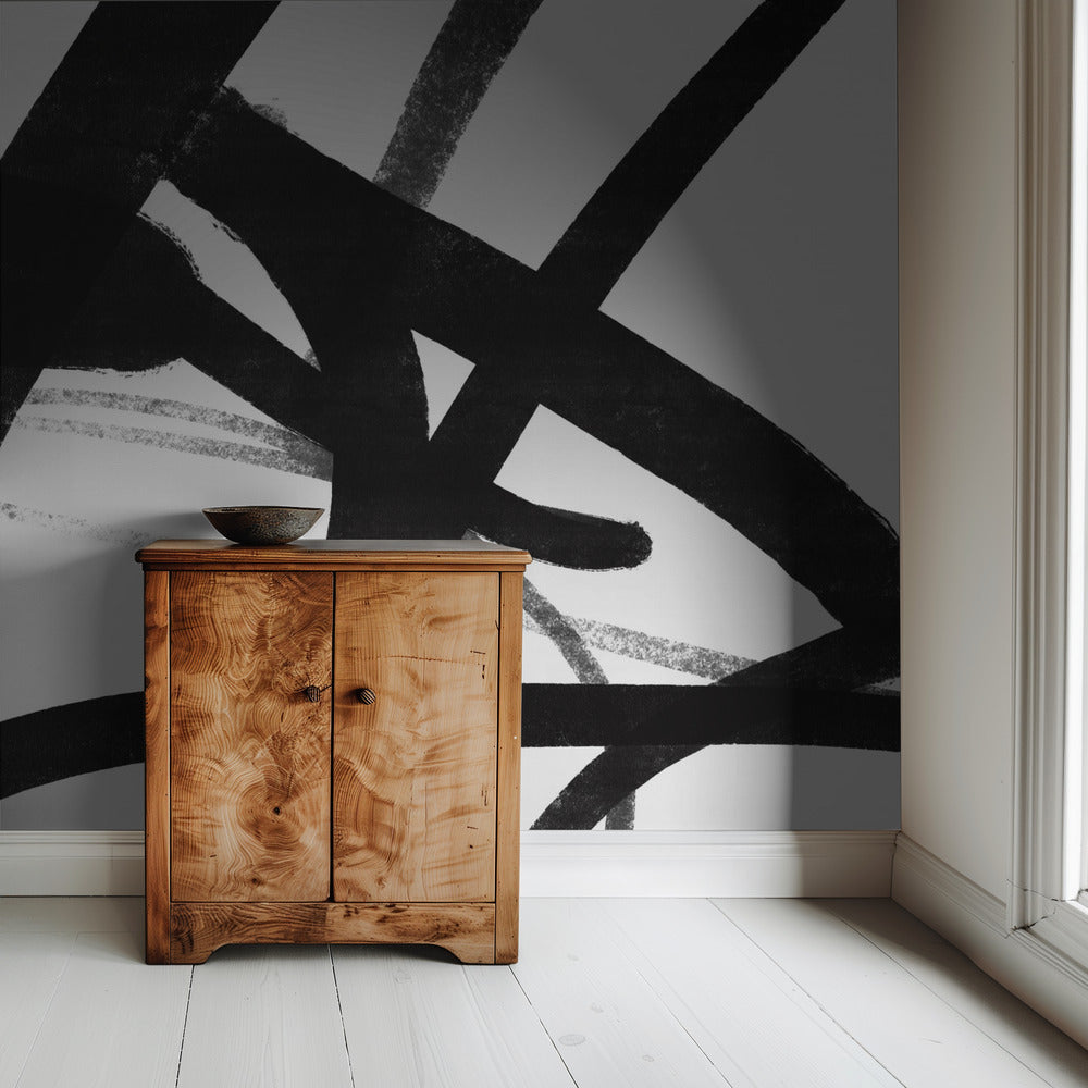 Bold Black Brushstrokes | Wallpaper