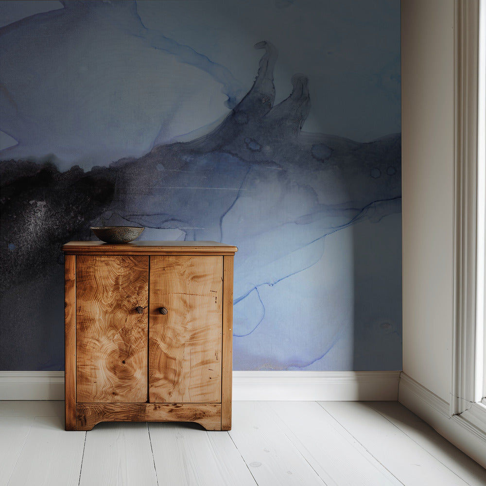 Fluid Blue and Black Ink Textures | Wallpaper