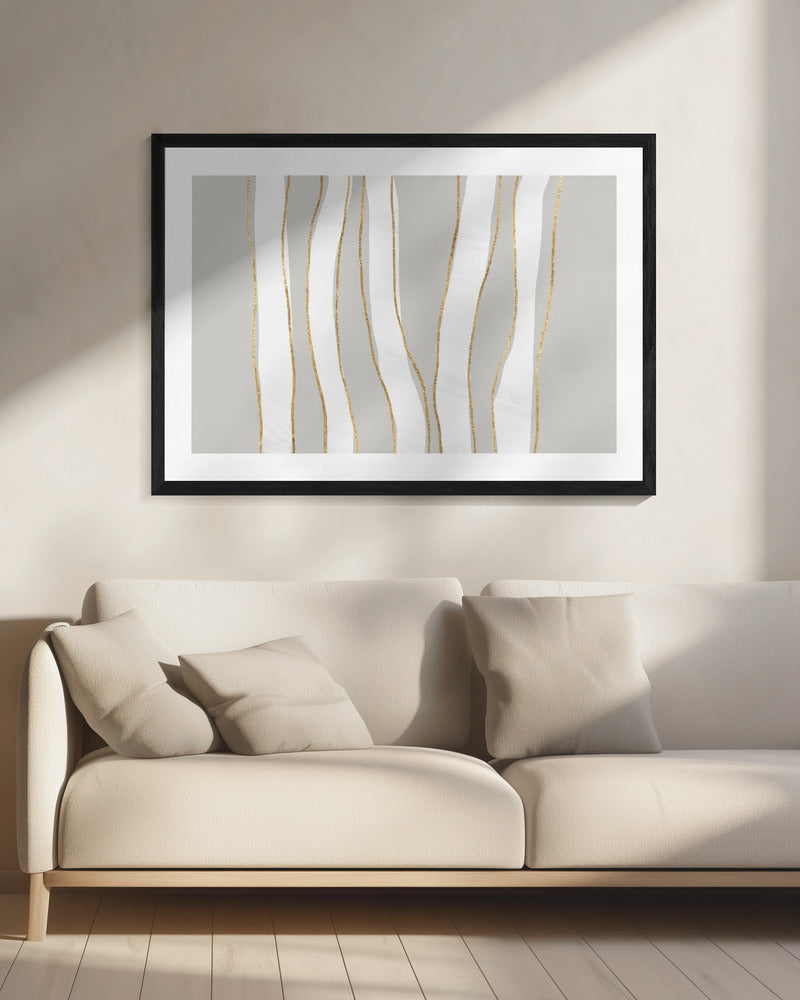 Gold And White Golden Waves | Canvas