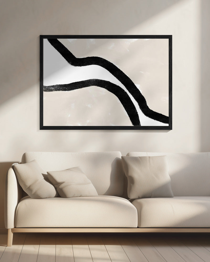 Black Curves On A Textured Beige Background | Canvas