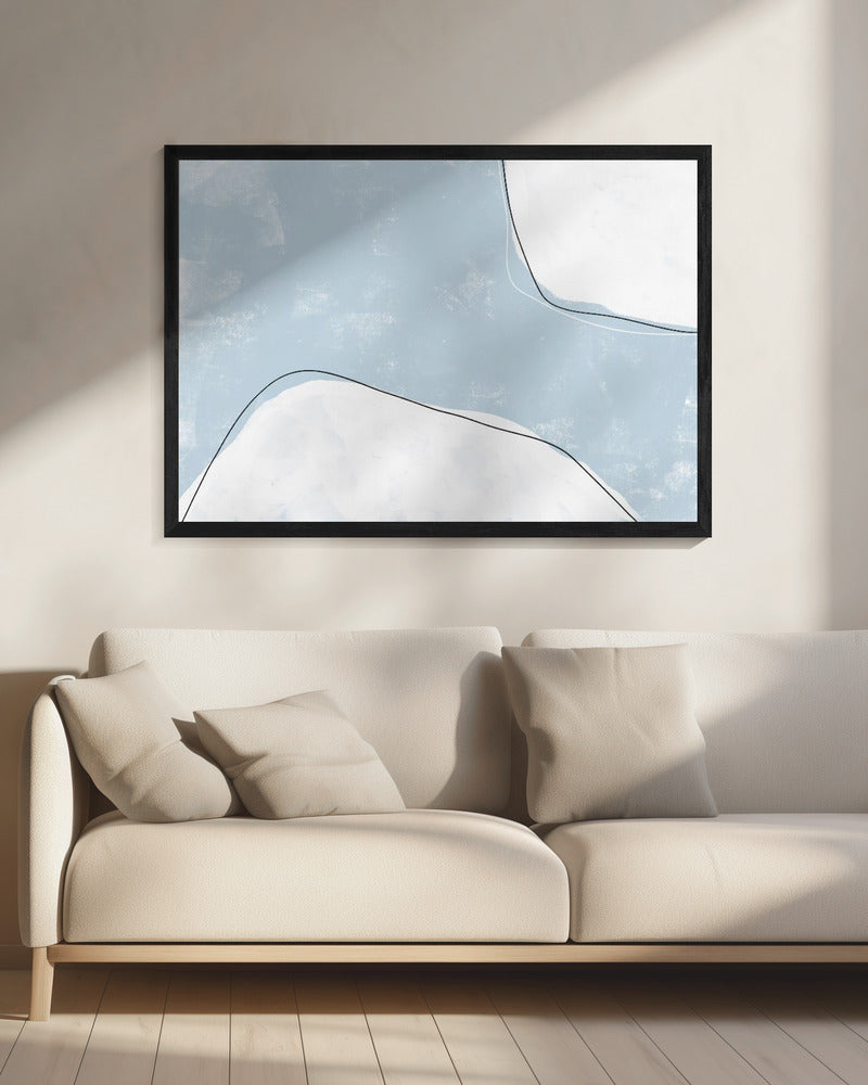 Blue And White Tones With Fluid Lines | Canvas