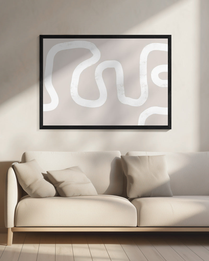Fluid White Lines On A Beige Background | Canvas