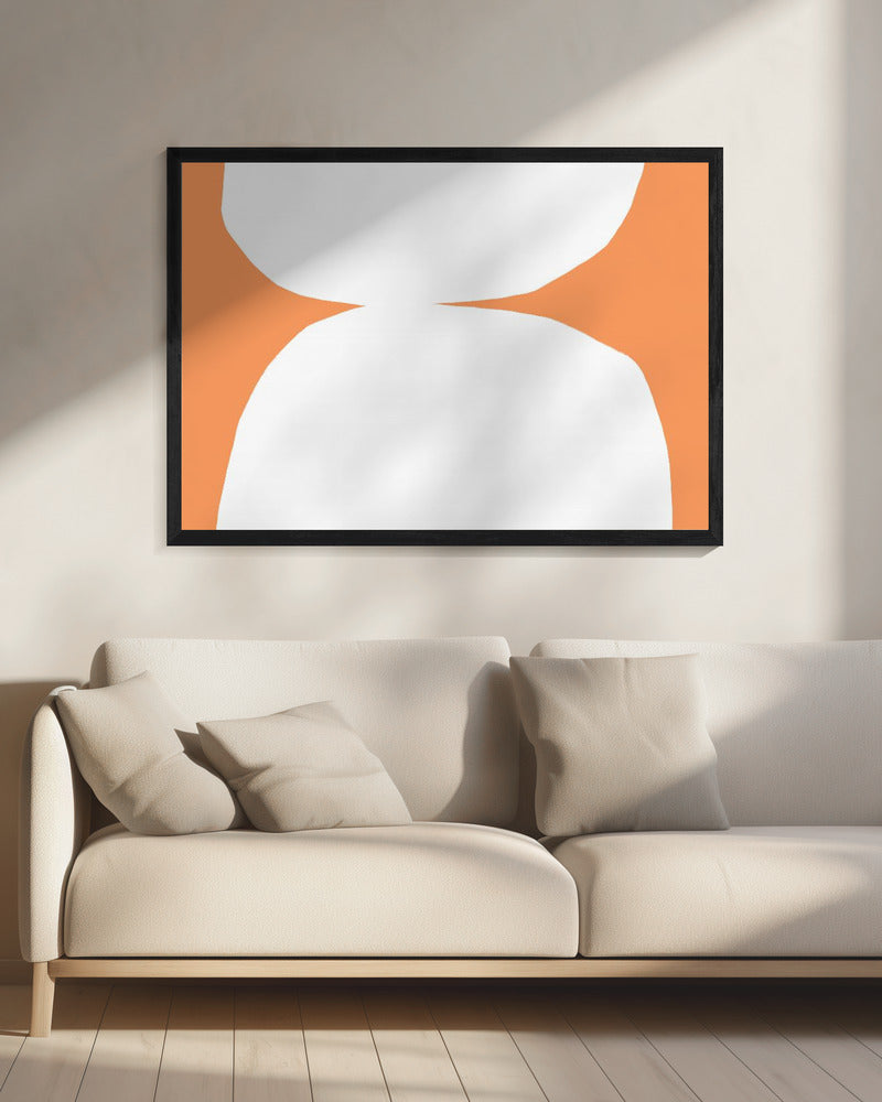 Geometric White Shapes On An Orange Background | Canvas