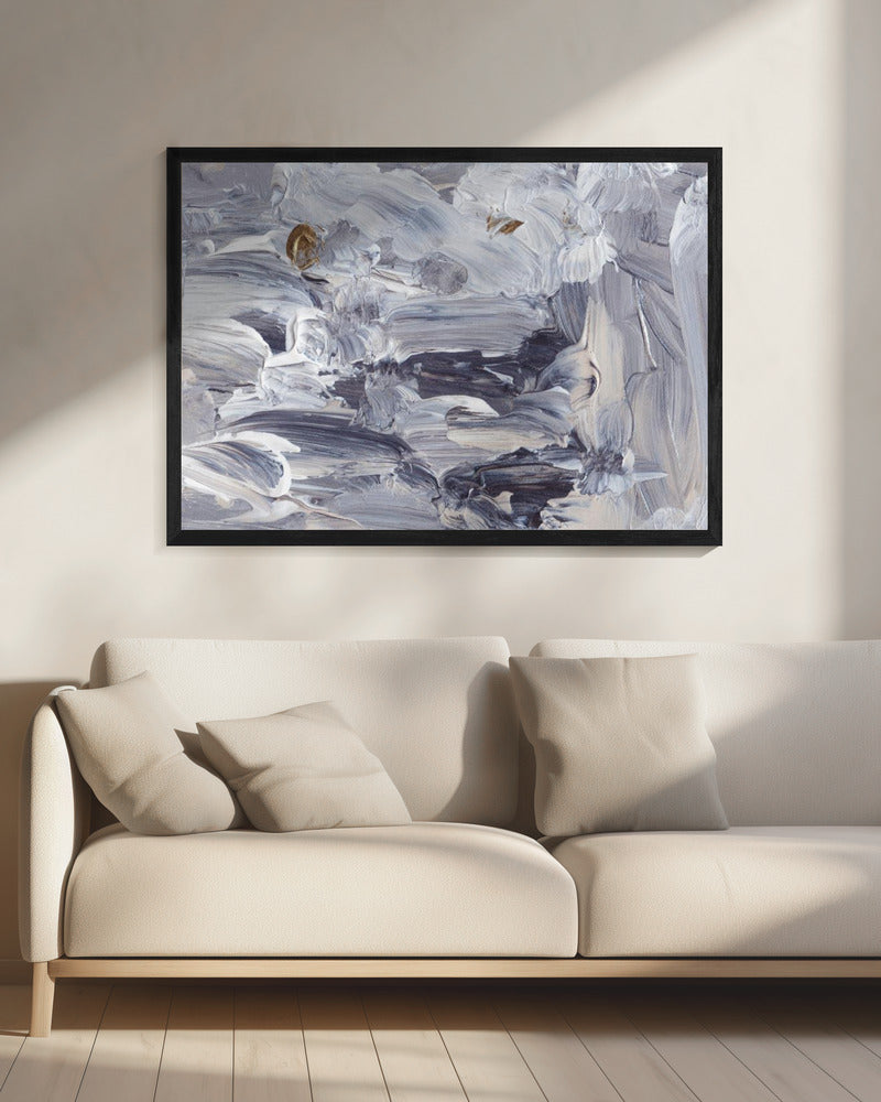 Dynamic Brushstrokes in Shades of Gray and White | Canvas