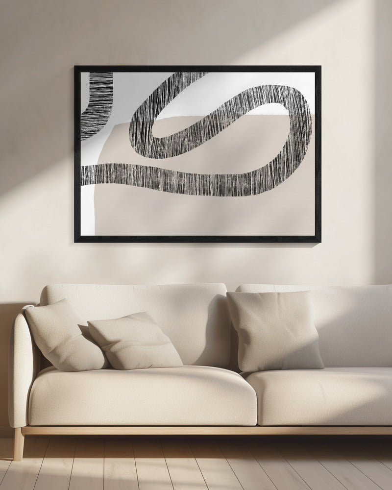 Textured Lines Over A Beige And White Background | Canvas