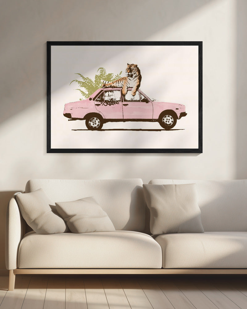 Tiger On Car | Canvas