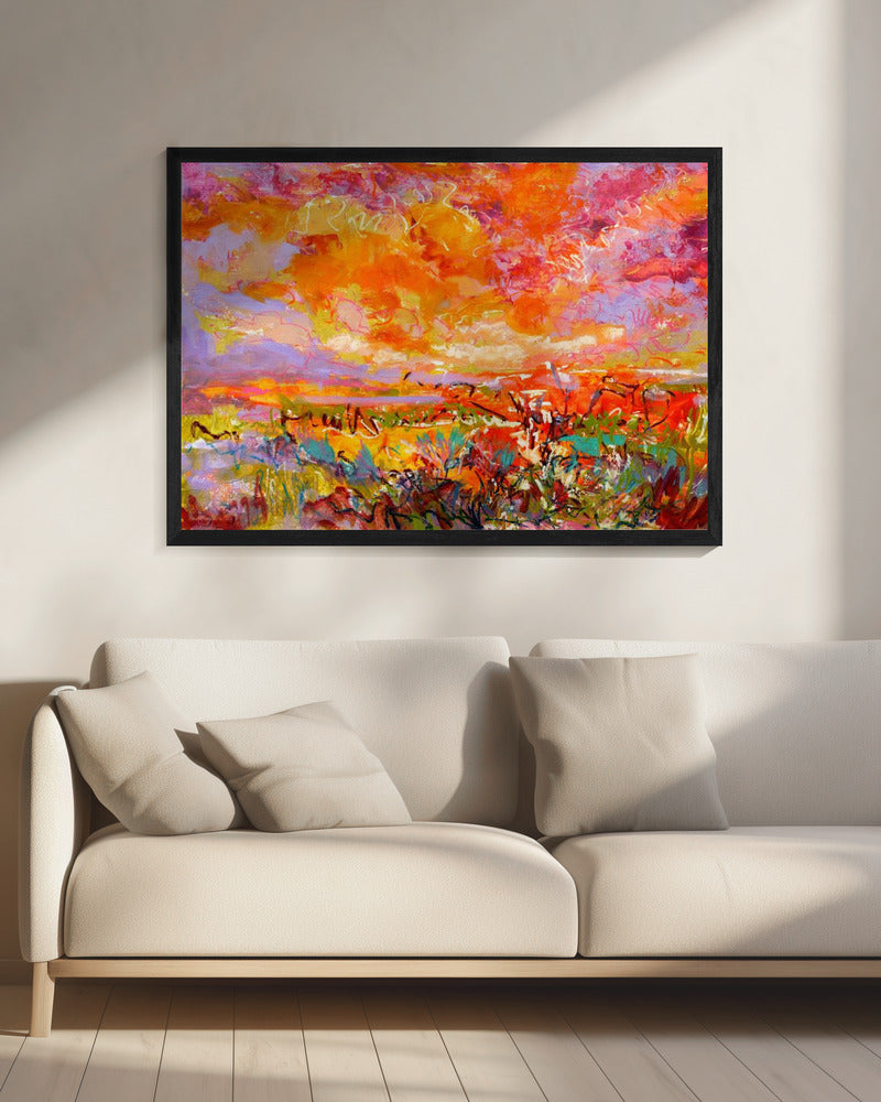 Fiery Sunset Fields | Canvas