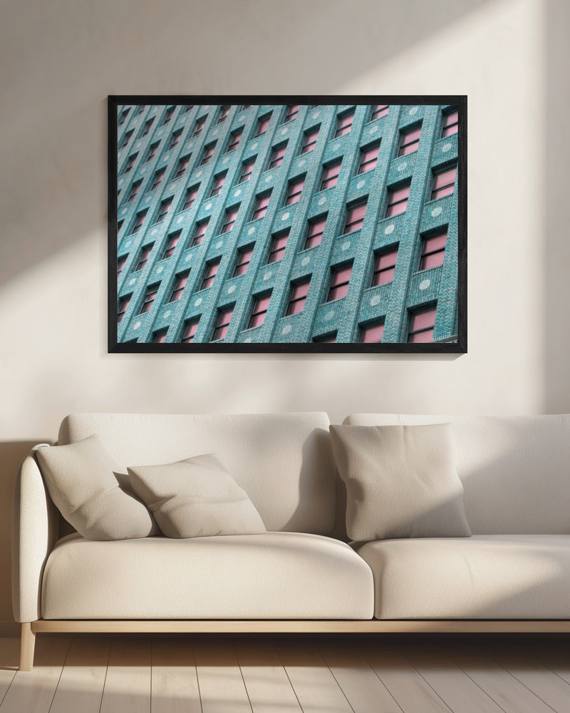 Brick Building with Pink Windows | Canvas