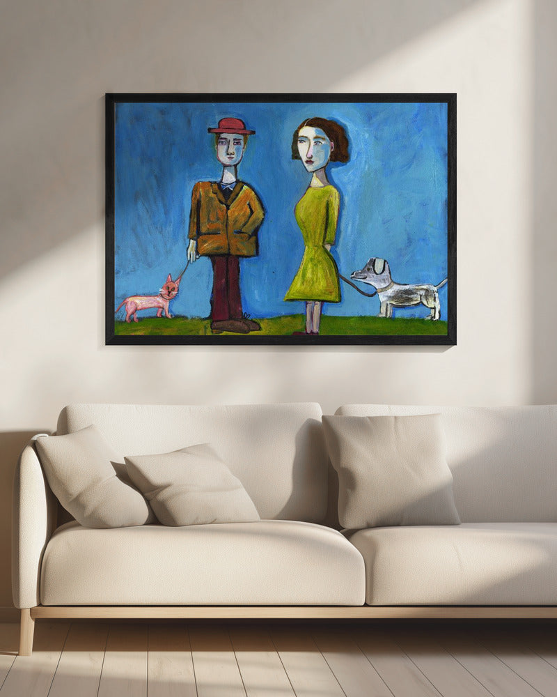 People walking cat and dog | Canvas