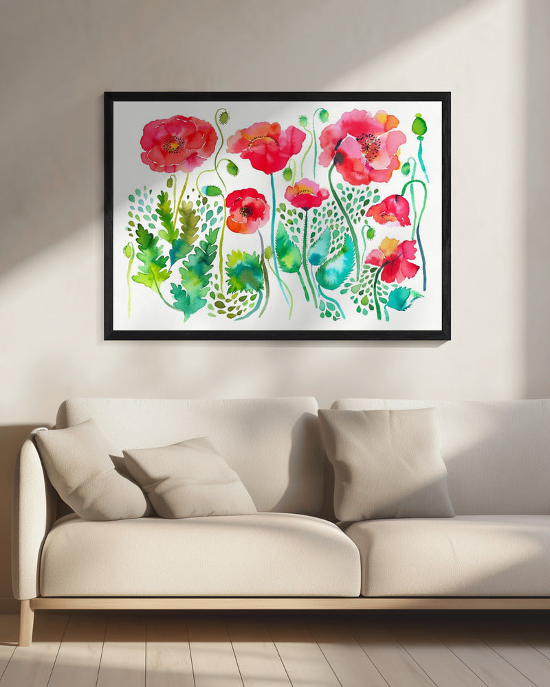 Red Spring Poppies Meadow | Canvas