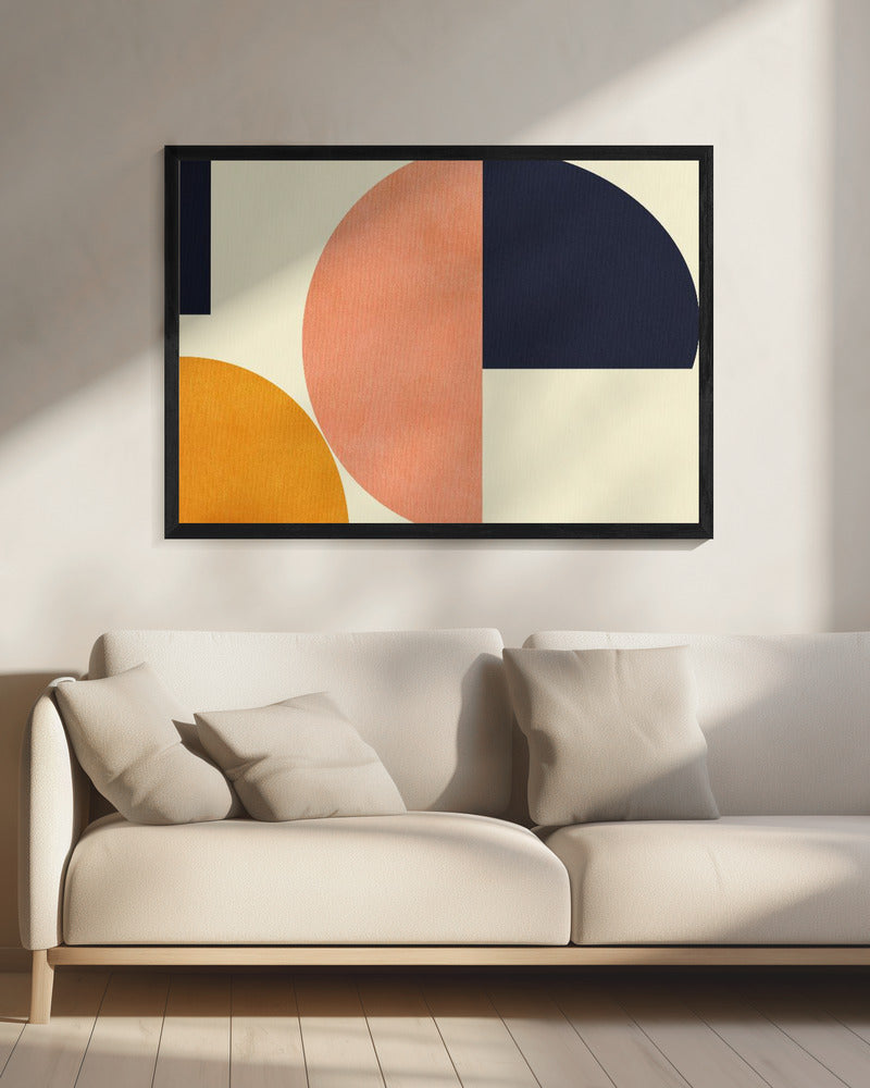 Rainbow Plus Shapes Blue Mustard2 | Canvas