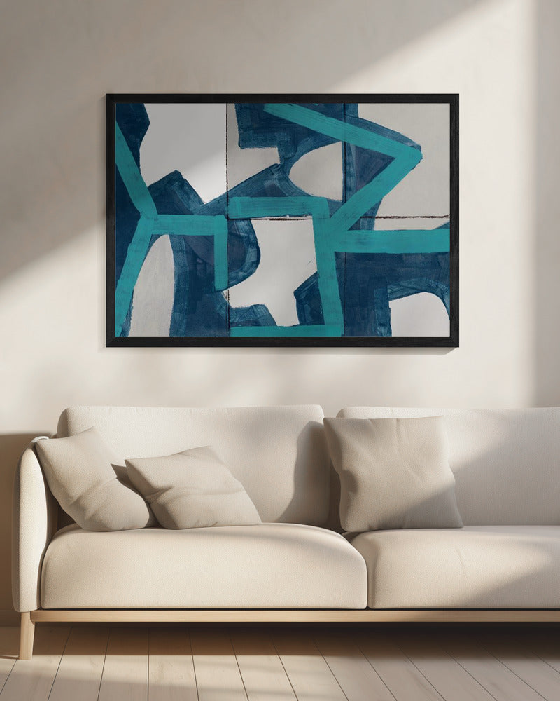 Metric Blue Abstract Art Print | Canvas