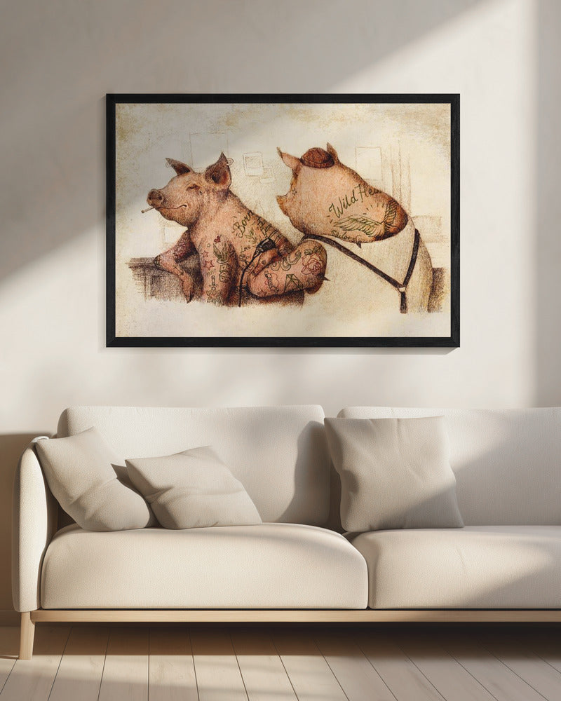 Tattooed Pigs In A Vintage Style | Canvas