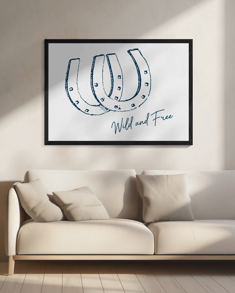 Horseshoe Wild and Free Navy Blue | Canvas