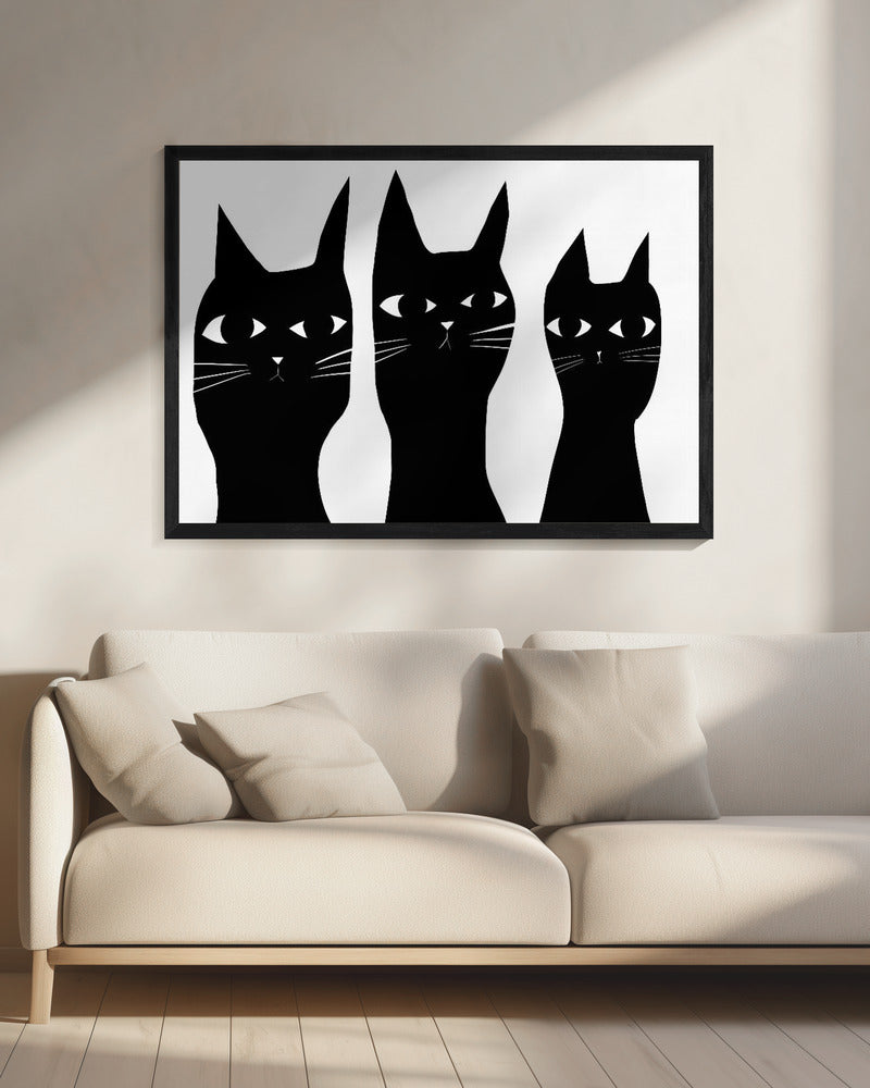 Three black cats peeking cat | Canvas