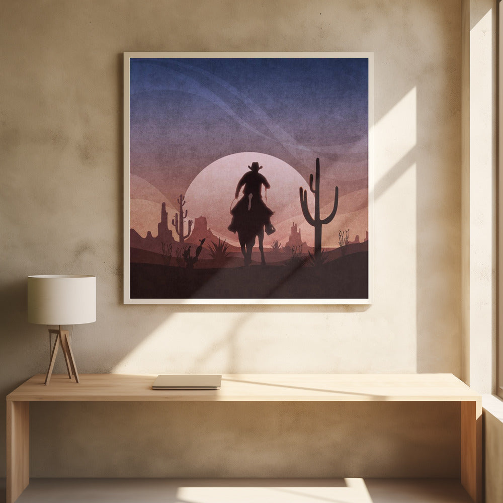 Desert Cowboy Sunset | Poster