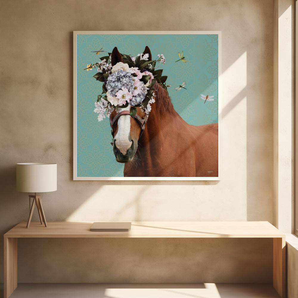 Spring Flower Bonnet On Horse | Poster