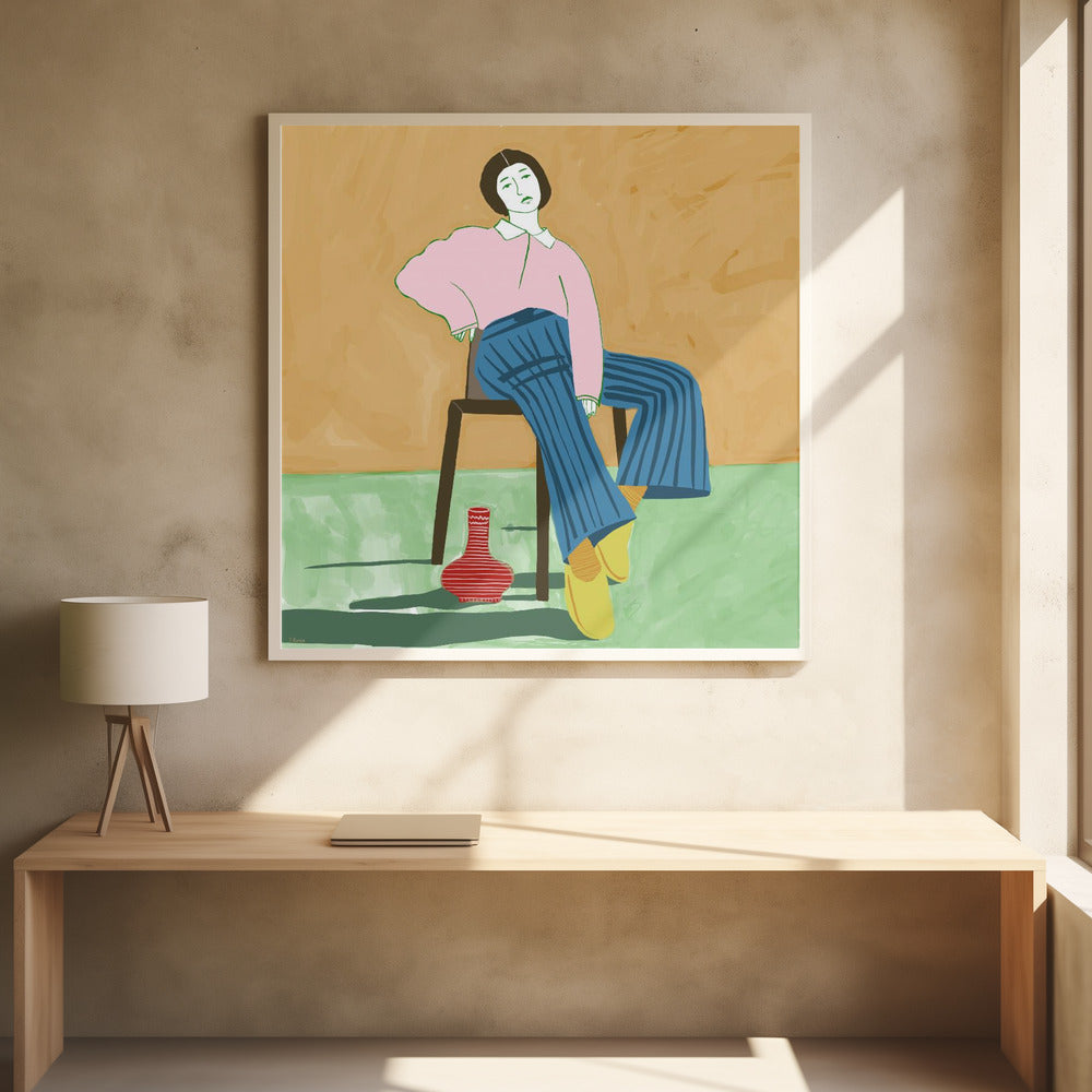 Lady Sitting with her vase | Poster