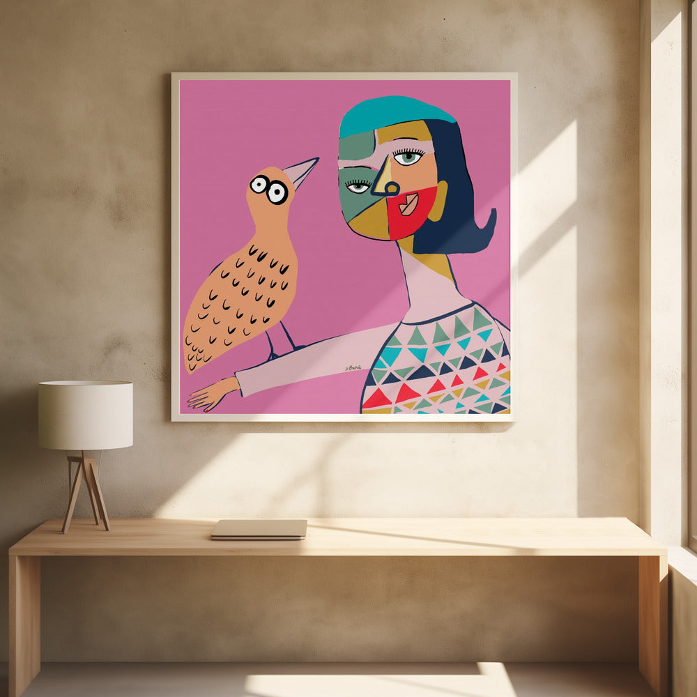 Lady with bird | Poster