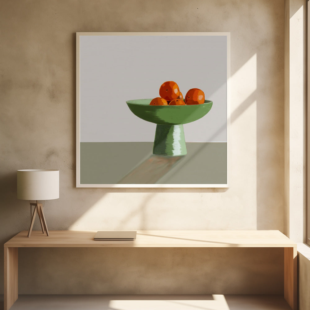 Mandarins in green bowl. | Poster