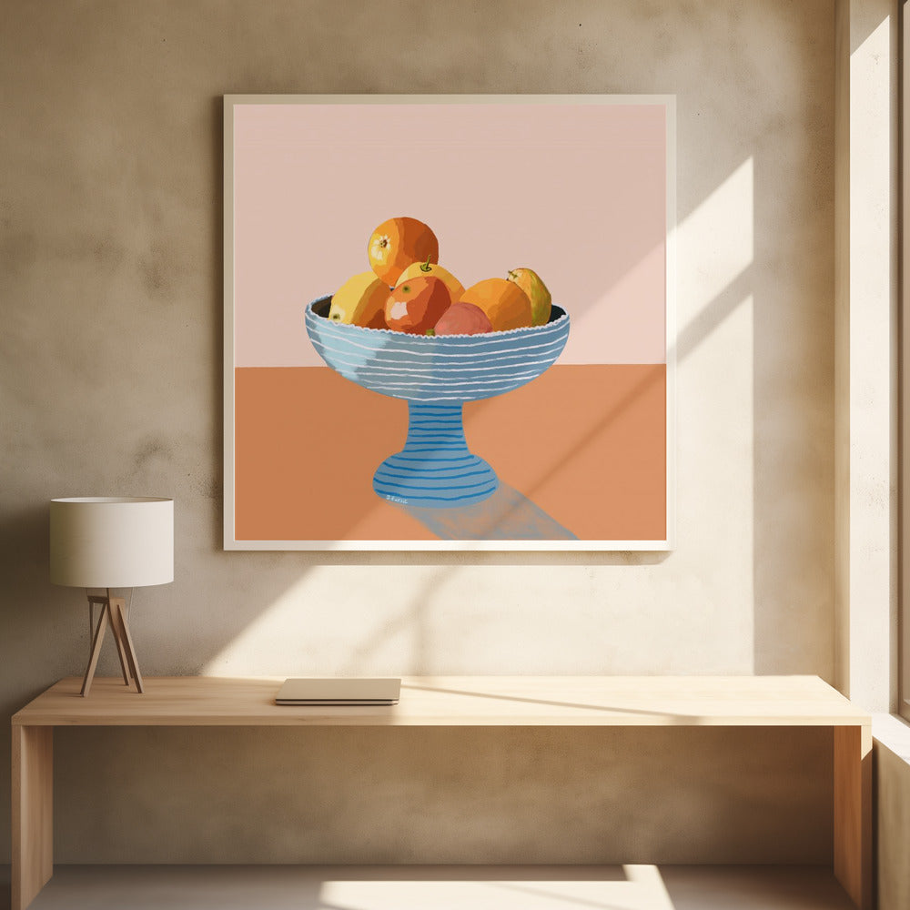 Blue fruit bowl | Poster