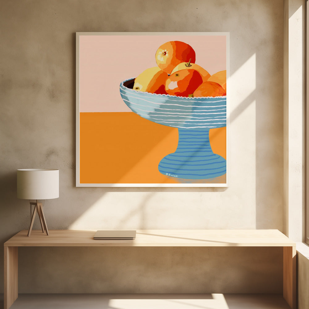 Blue fruit bowl bright | Poster