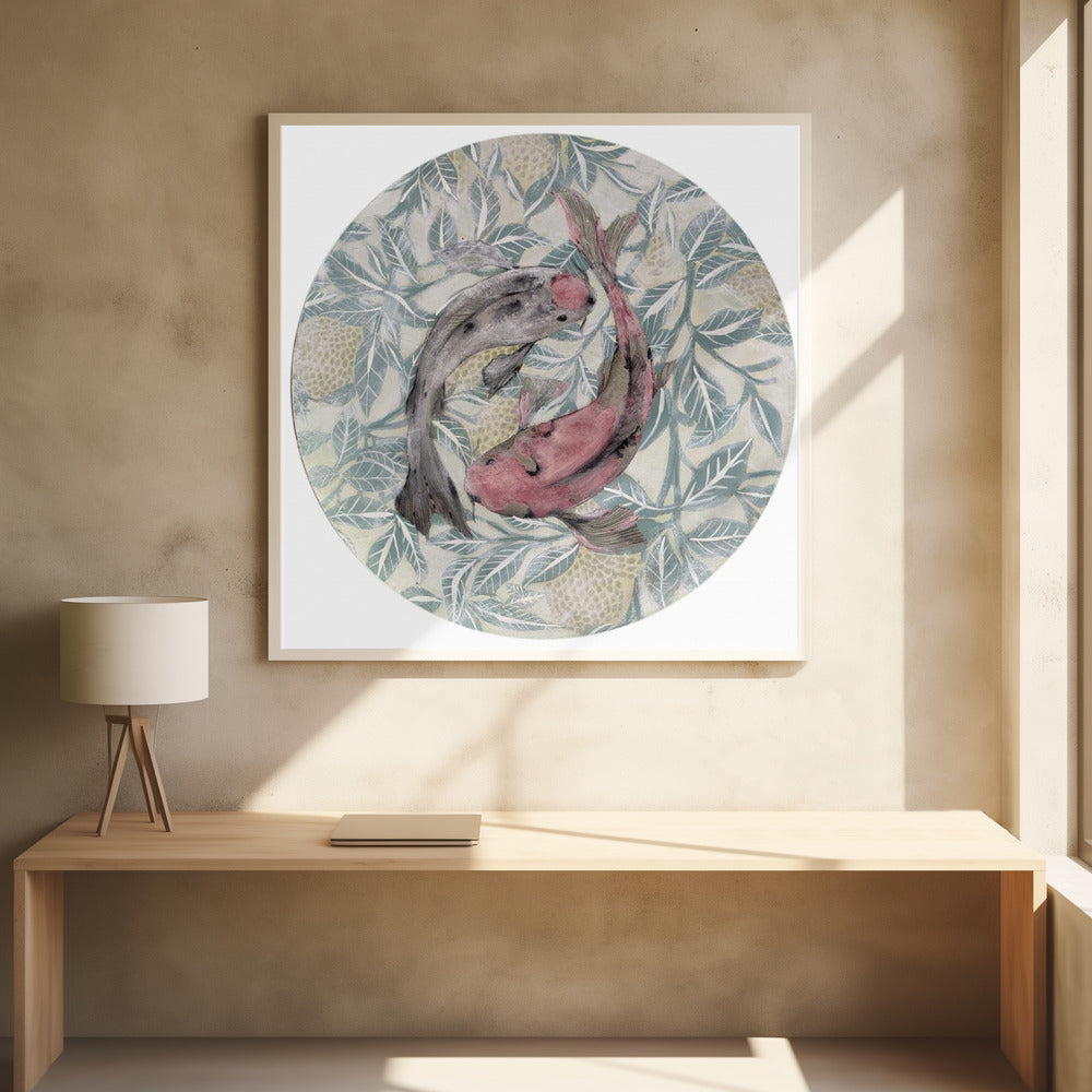 Two Koi Fish In A Circular Pattern | Poster