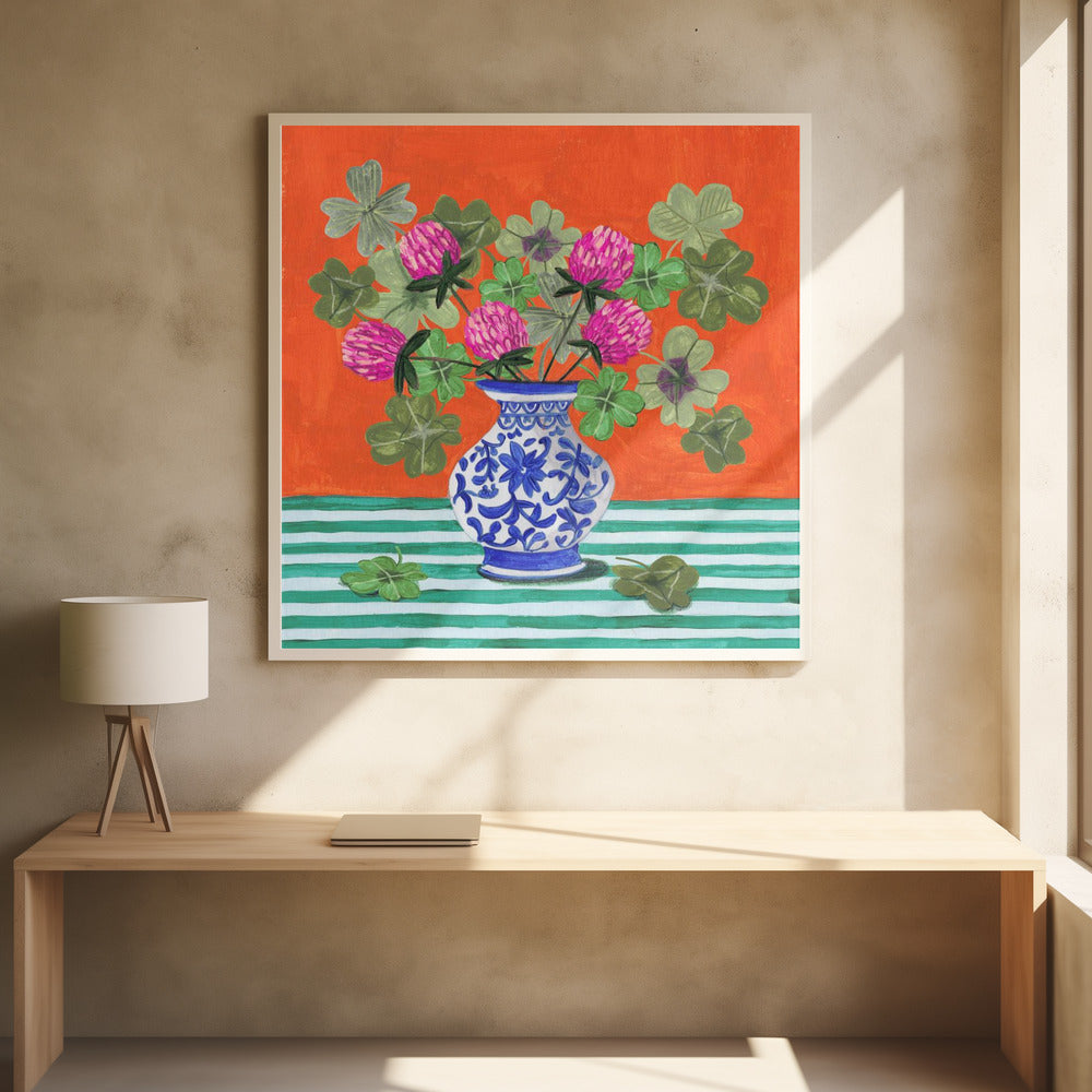 Clovers and Pink Blossoms | Poster