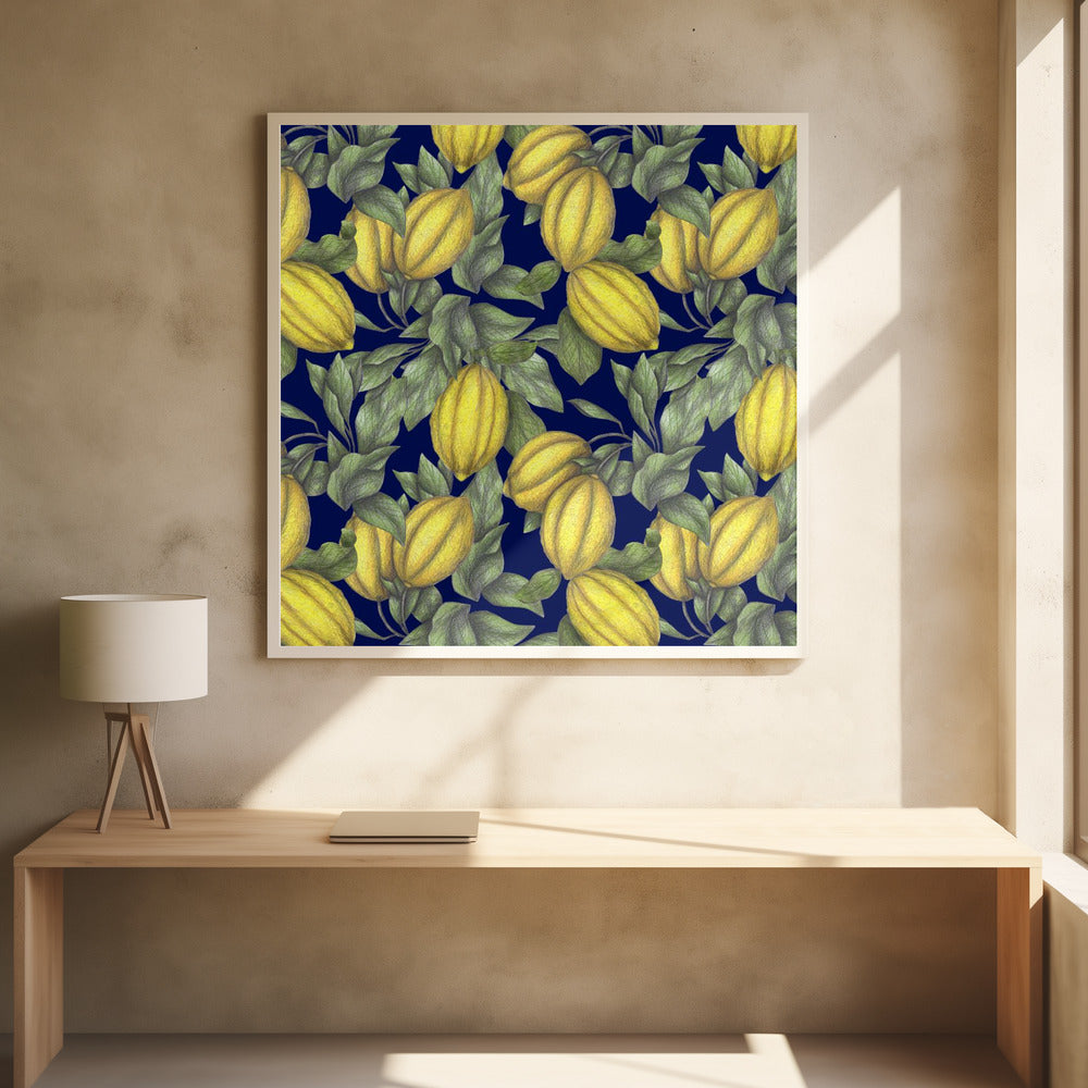 Yellow Lemon with Green Leaves | Poster