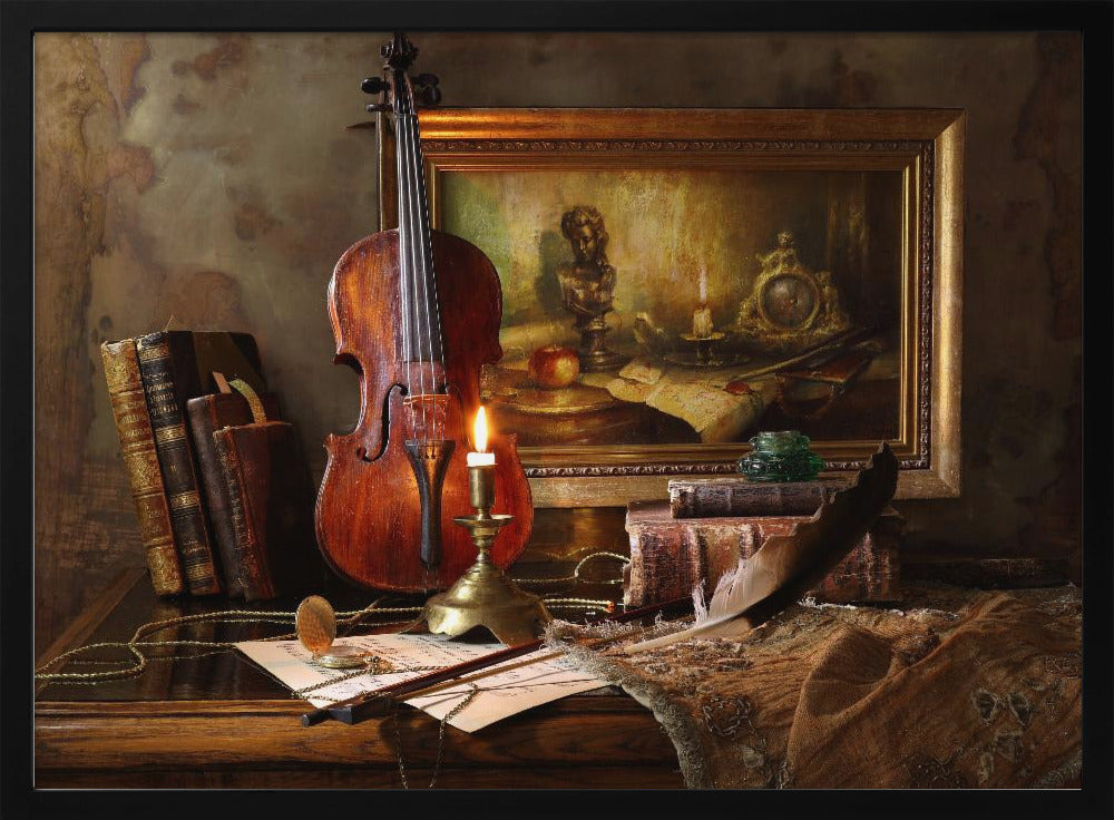 Still life with violin and painting | Poster