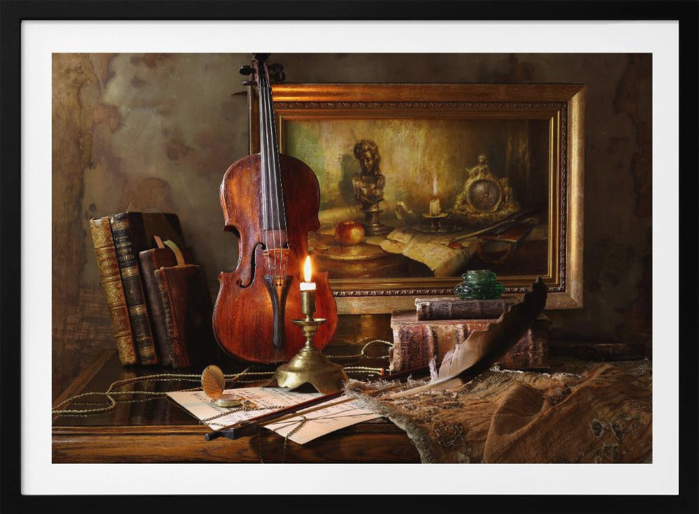 Still life with violin and painting | Poster