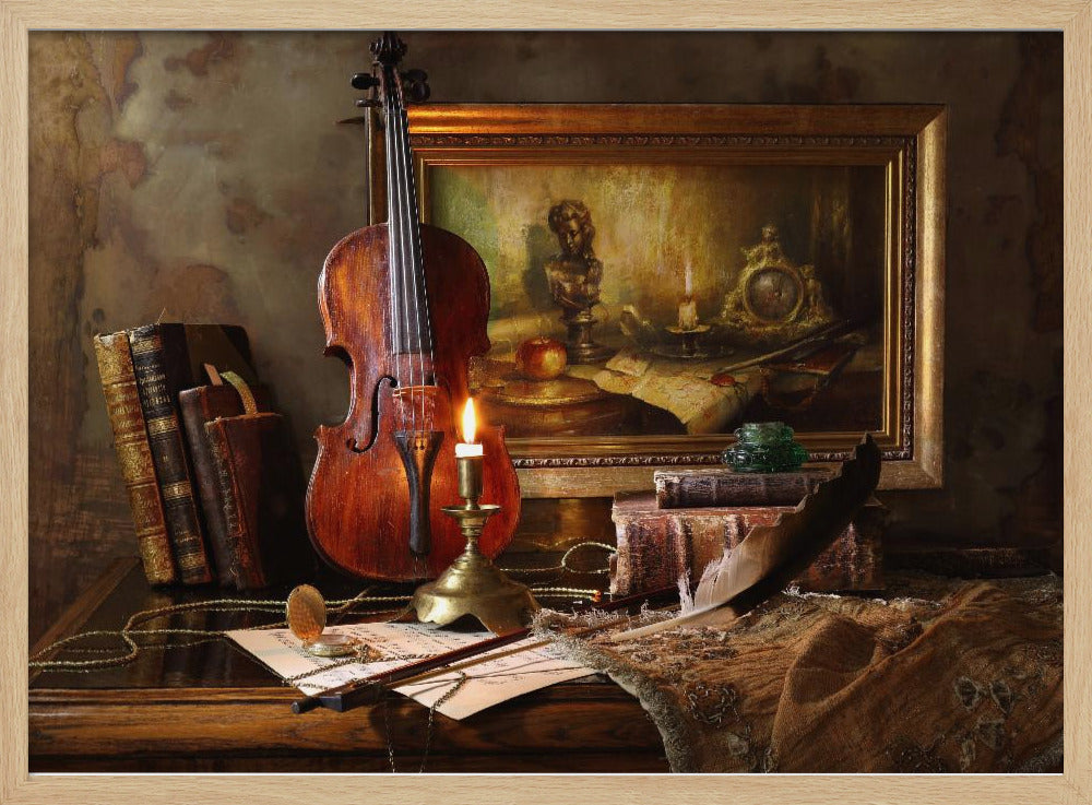 Still life with violin and painting | Poster