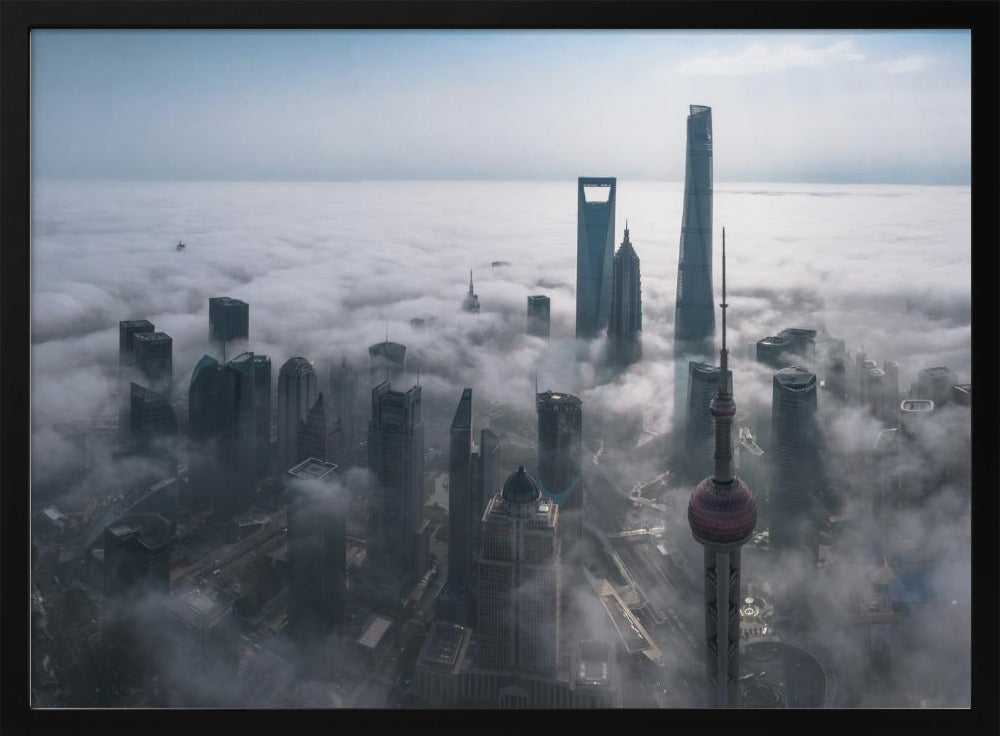 Shanghai in the fog from above | Poster